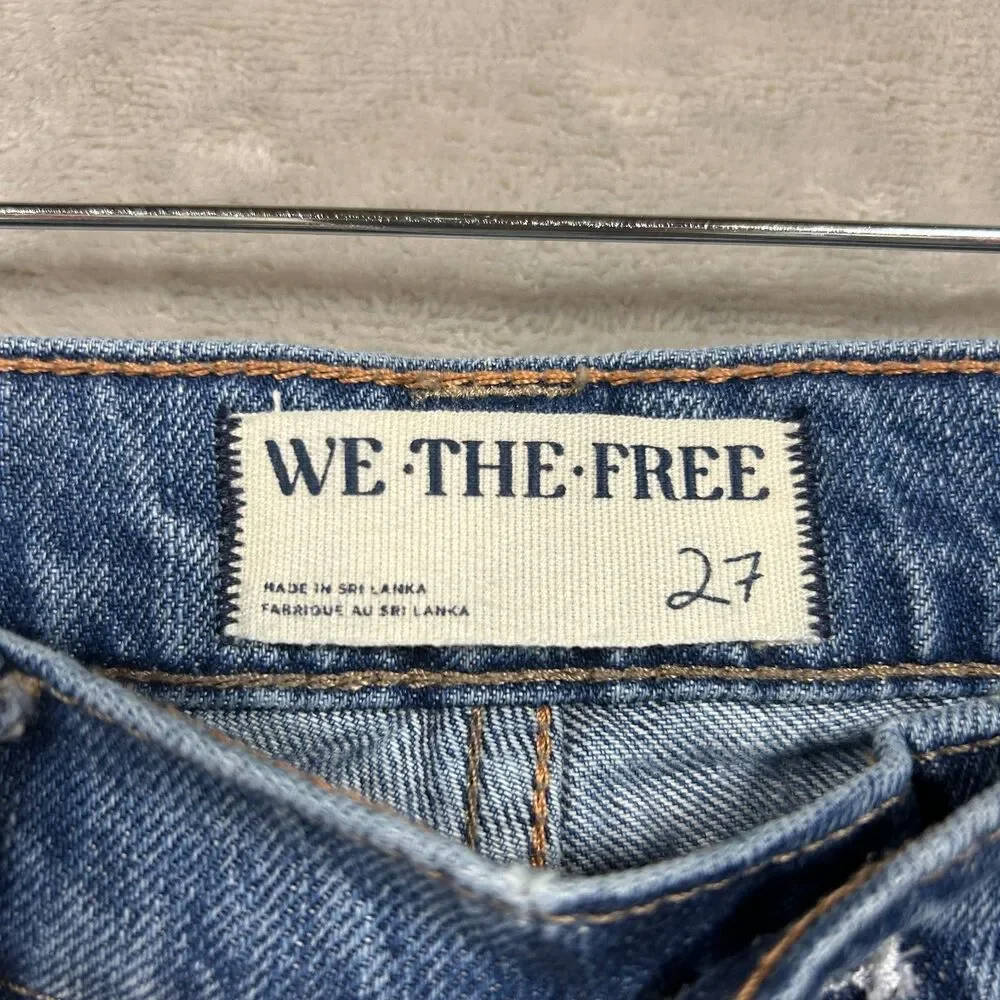 We The Free Slim Shade Selvedge Jeans Straight Leg Button Fly Sz 27 Blue